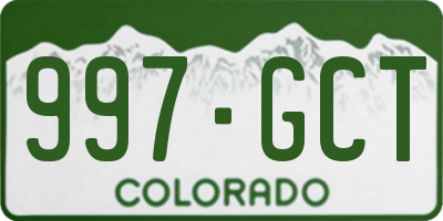 CO license plate 997GCT