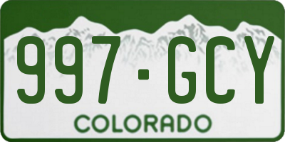 CO license plate 997GCY