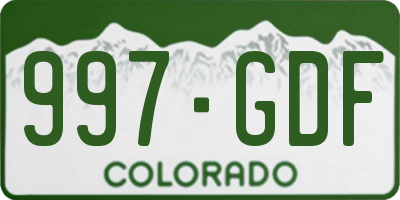 CO license plate 997GDF
