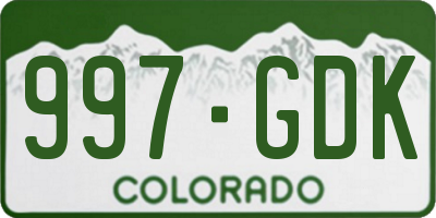 CO license plate 997GDK