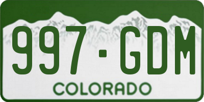 CO license plate 997GDM