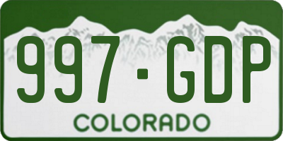 CO license plate 997GDP