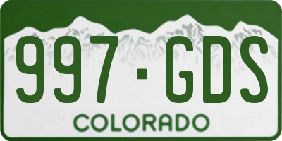 CO license plate 997GDS