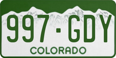 CO license plate 997GDY