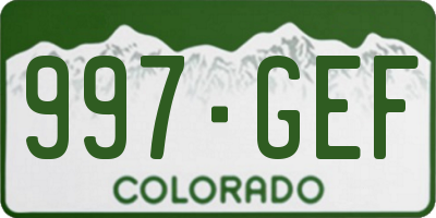 CO license plate 997GEF