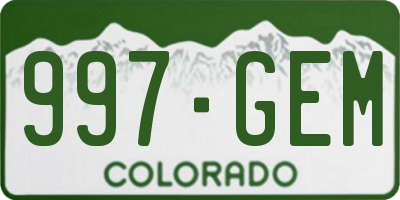 CO license plate 997GEM