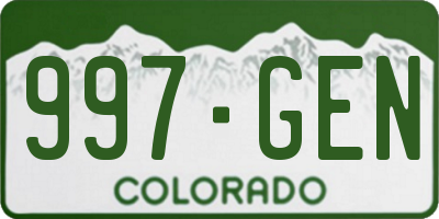 CO license plate 997GEN