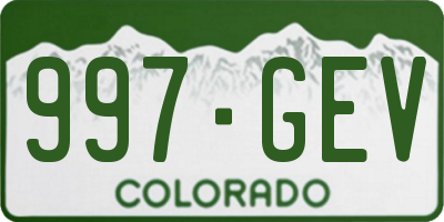 CO license plate 997GEV