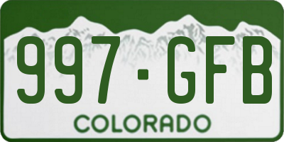 CO license plate 997GFB
