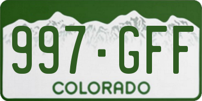 CO license plate 997GFF
