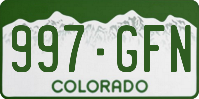 CO license plate 997GFN