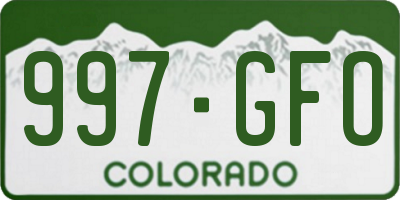 CO license plate 997GFO
