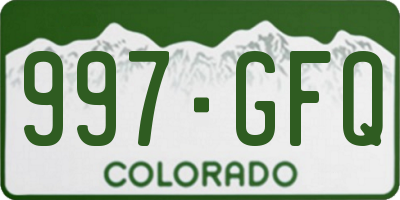 CO license plate 997GFQ
