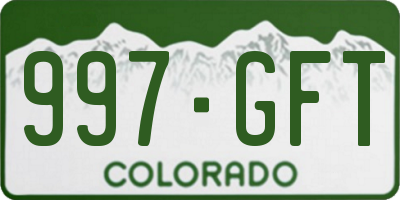 CO license plate 997GFT