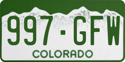 CO license plate 997GFW