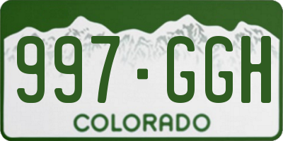 CO license plate 997GGH