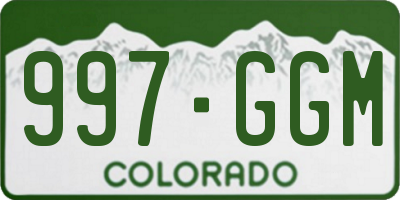 CO license plate 997GGM