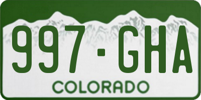 CO license plate 997GHA