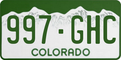 CO license plate 997GHC