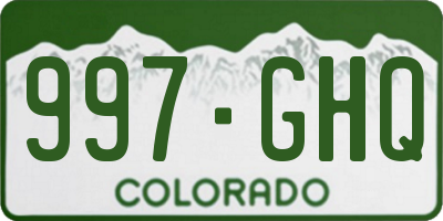 CO license plate 997GHQ