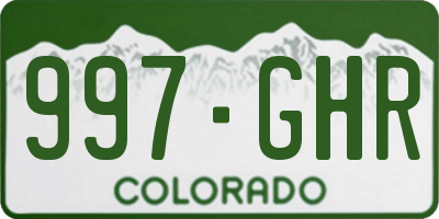 CO license plate 997GHR