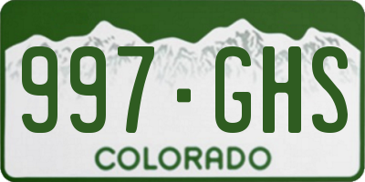 CO license plate 997GHS