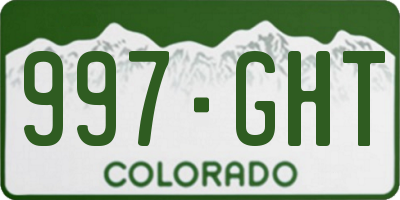 CO license plate 997GHT