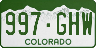 CO license plate 997GHW