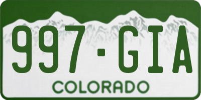 CO license plate 997GIA