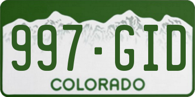 CO license plate 997GID