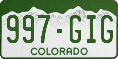 CO license plate 997GIG
