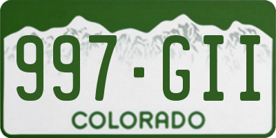CO license plate 997GII