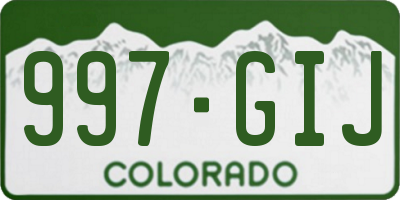 CO license plate 997GIJ