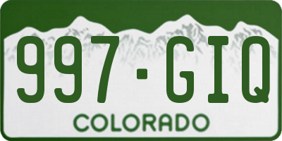 CO license plate 997GIQ