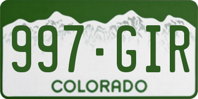 CO license plate 997GIR