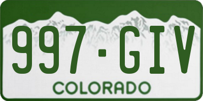 CO license plate 997GIV