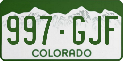 CO license plate 997GJF