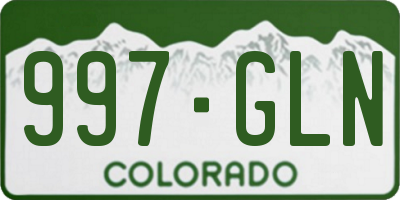 CO license plate 997GLN