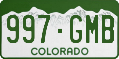CO license plate 997GMB