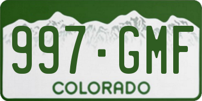 CO license plate 997GMF