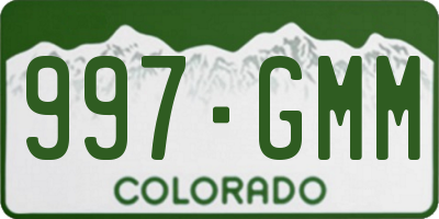 CO license plate 997GMM