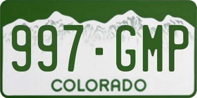 CO license plate 997GMP