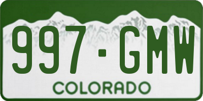 CO license plate 997GMW