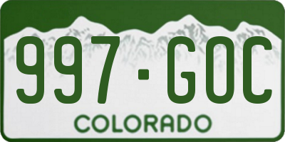 CO license plate 997GOC