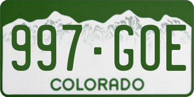CO license plate 997GOE