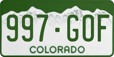 CO license plate 997GOF