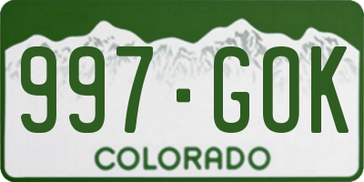 CO license plate 997GOK