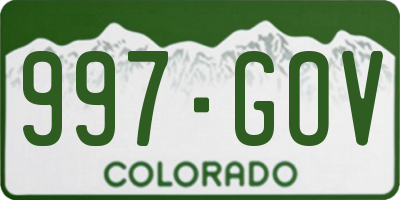CO license plate 997GOV
