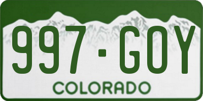 CO license plate 997GOY