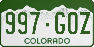 CO license plate 997GOZ